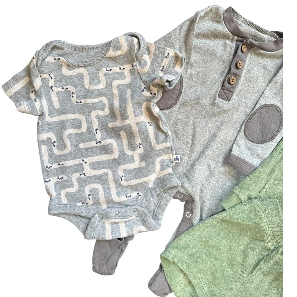 Gap Burts Bees Baby Clothing Lot 0-3 Months Organic Cotton 4pc